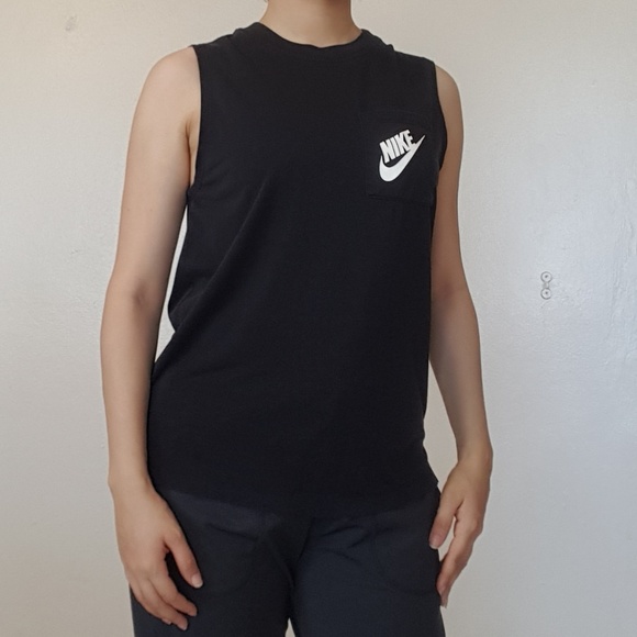 Nike Tops - Nike Logo Athletic Workout Black Tank Top